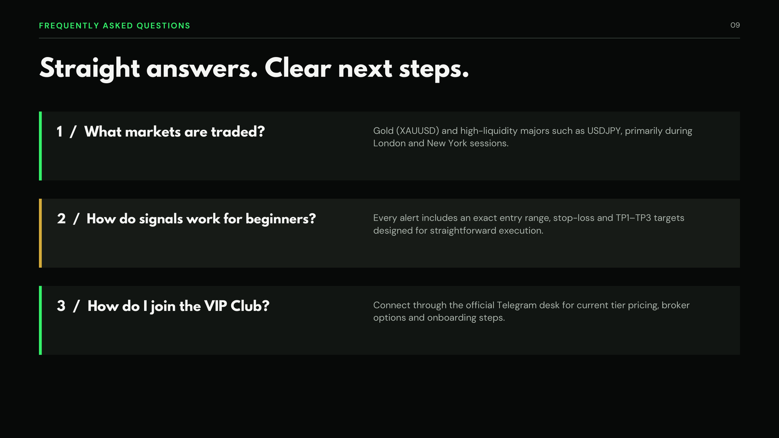 Deck slide 9 — Frequently asked questions